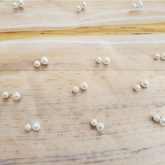 NWT Long Sheer Wedding Gloves with Pearls - Picture 2 of 5